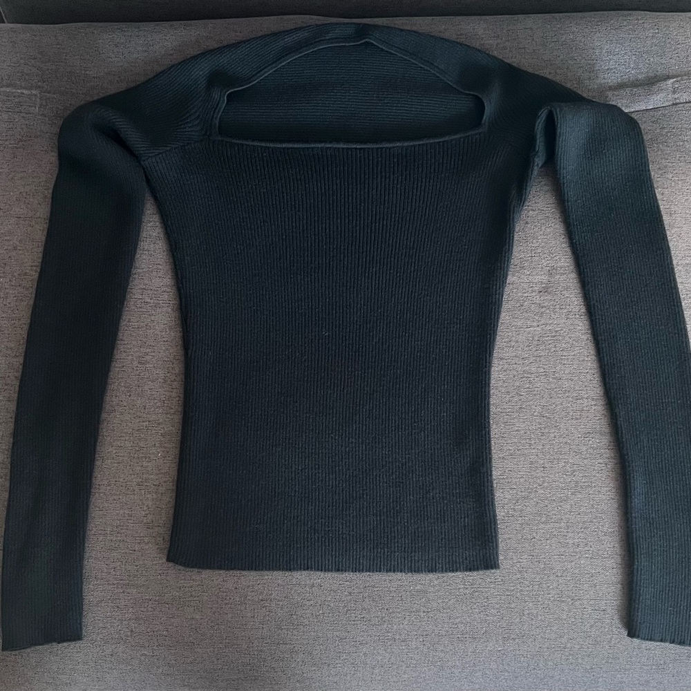 Black Long Sleeve Knit Sweater Top